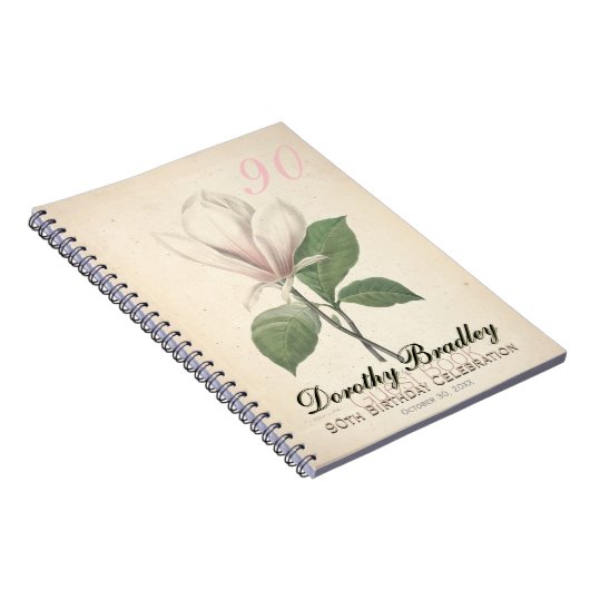 90th Birthday Party Magnolia Custom Guest Book Notizblock (Rechte Seite)