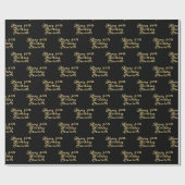 90th Birthday Party Name Black Modern Pattern Geschenkpapier (Flach)