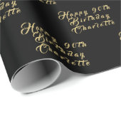 90th Birthday Party Name Black Modern Pattern Geschenkpapier (Rolleneckpunkt)