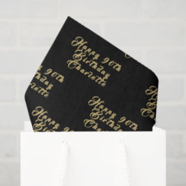 90th Birthday Party Name Black Modern Pattern Seidenpapier