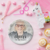 90th Birthday Party Photo Black Script Cheers Pappteller (Party)