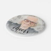 90th Birthday Party Photo Black Script Cheers Pappteller (Schrägansicht)