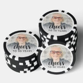 90th Birthday Party Photo Black Script Cheers Pokerchips (Stapel)