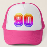 90th Birthday Party Truckerkappe<br><div class="desc">90th Birthday Party Hat with colorful number 90</div>