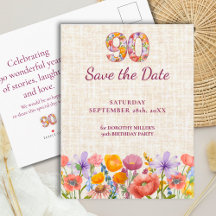 90th Birthday Party - Wildflower Save the Date