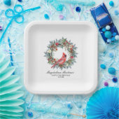 90th Birthday Red Cardinal Wreath Custom Pappteller (Party)