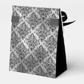 90th Birthday Silver Damask Thank You Geschenkschachtel (Rückseite)