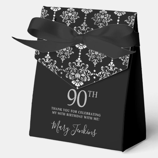 90th Birthday Silver Elegant Thank You  Geschenkschachtel (Vorderseite)