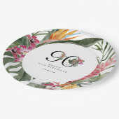90th Birthday Simple Elegant Tropical Invitation Pappteller (Schrägansicht)