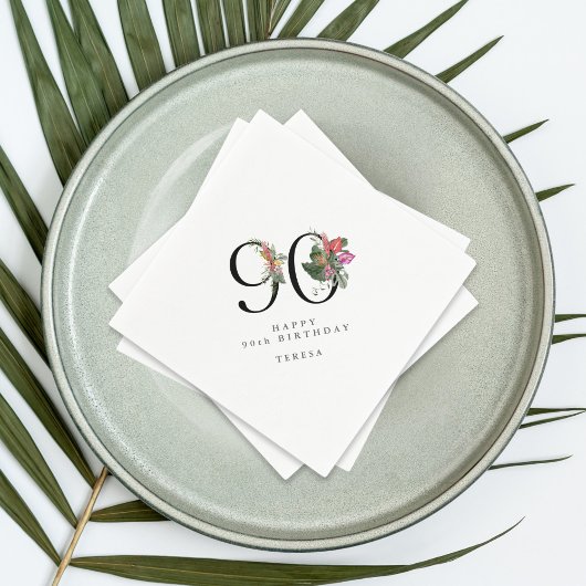 90th Birthday Simple Elegant Tropical Invitation Serviette