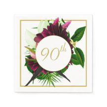 90TH Blue Gold Floral Elegant Moderner Geburtstag