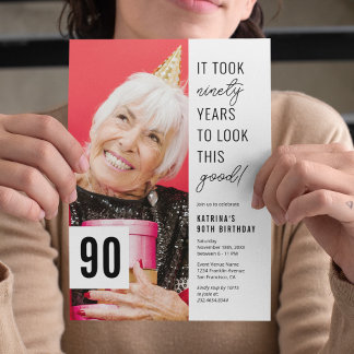 90th Chic Foto 90th Birthday Party Einladung