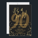 90th Fun Black and Gold Geburtstagsparty Einladung<br><div class="desc">Spaß Schwarz und Gold 90. Geburtstagsparty Einladung</div>