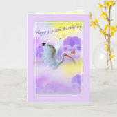 90th Ibis Bird and Pansy Birthday Card Karte (Gelbe Blume)