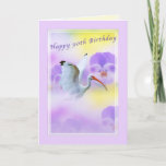 90th Ibis Bird and Pansy Birthday Card Karte<br><div class="desc">The wings of the white ibis against the backdrop of the colorful pansies,  make a soft and lovely birthday greeting.</div>