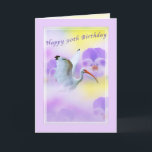 90th Ibis Bird and Pansy Birthday Card Karte<br><div class="desc">The wings of the white ibis against the backdrop of the colorful pansies,  make a soft and lovely birthday greeting.</div>