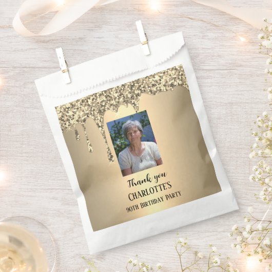 90th Ninety Elegant Birthday Party Gold Geschenktütchen (Ausgeschnitten)