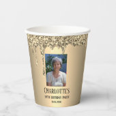 90th Ninety Elegant Birthday Party Gold Pappbecher (Vorderseite)