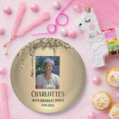 90th Ninety Elegant Birthday Party Gold Pappteller (Party)