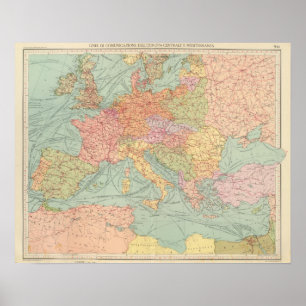 910 Kommunikationslinien, Mitteleuropa Poster