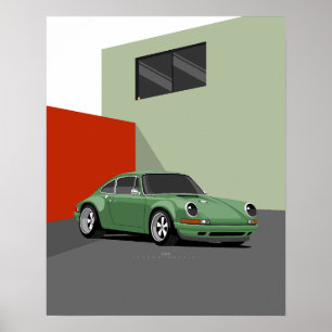 911 Classic Car Poster - Vintages Green Sports Car