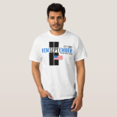 911 Denken Sie daran, 11. September Flaggen Blue T T-Shirt (Vorne ganz)