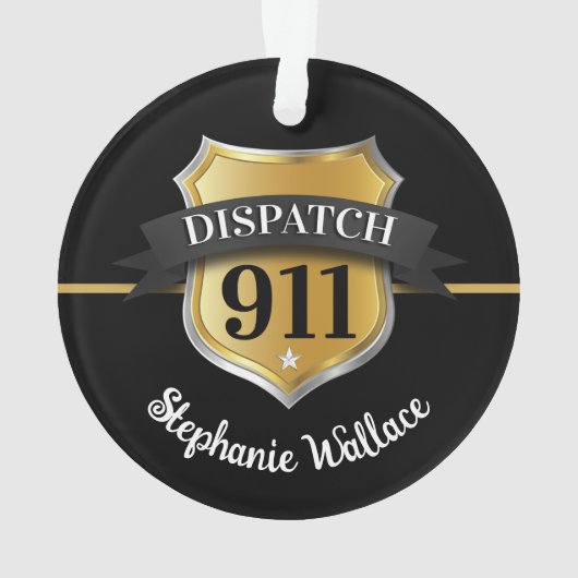 911 Dispatch Abzeichen Personalisiert Ornament (Rückseite)