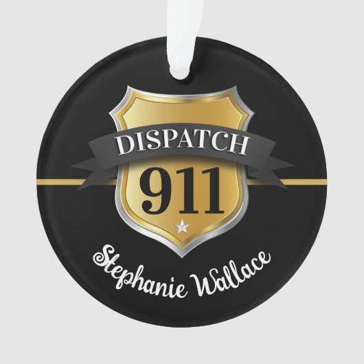 911 Dispatch Abzeichen Personalisiert Ornament (Vorderseite)