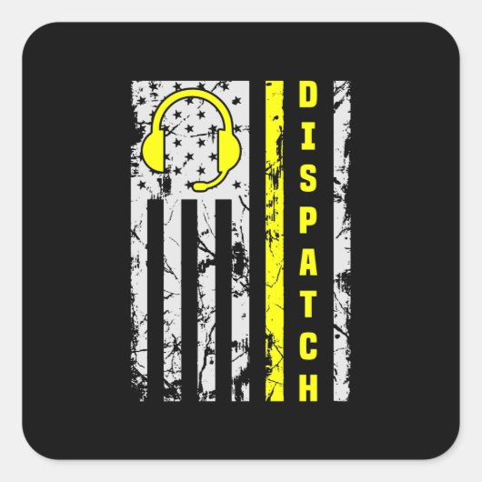 911 Dispatch Operator Thin Gold Line Dispatcher Quadratischer Aufkleber (Vorderseite)