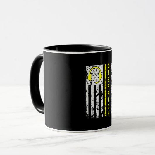 911 Dispatch Operator Thin Gold Line Dispatcher Tasse (Vorderseite Links)
