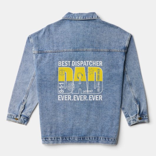 911 Dispatcher Bester Vater je First Responder Dis Jeansjacke (Rückseite)