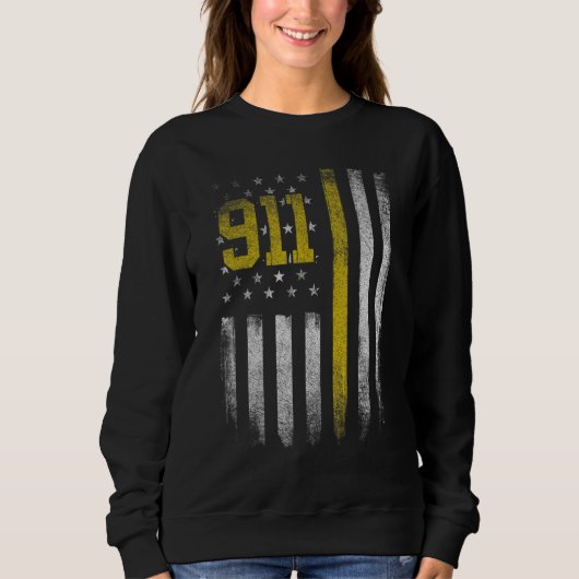 911-Dispatcher Dispatch uns Flagge Polizei Notfal Sweatshirt (Vorderseite)