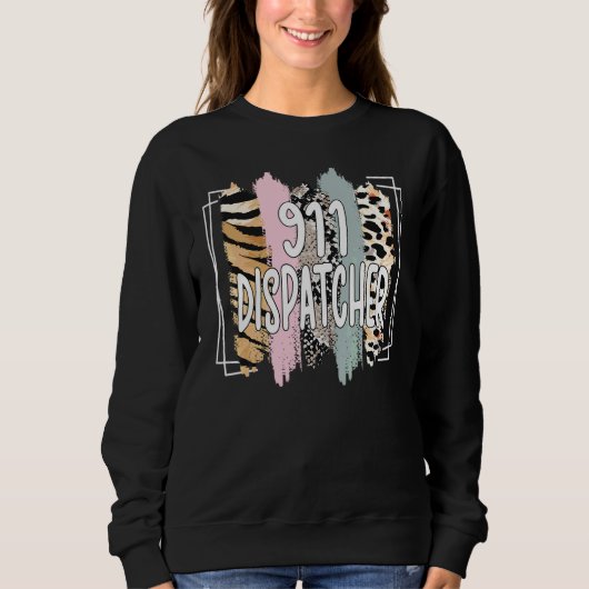 911-Dispatcher Dispatch uns Flagge Polizei-Notfal Sweatshirt (Vorderseite)