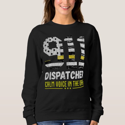 911-Dispatcher Dispatch uns Flagge Polizei Notfal Sweatshirt (Vorderseite)