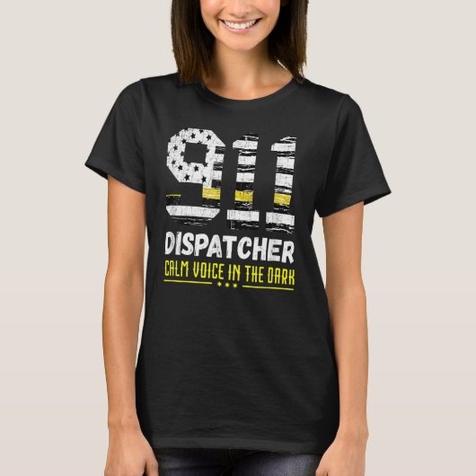 911-Dispatcher Dispatch Us Flagge Polizei Notfall T-Shirt (Vorderseite)