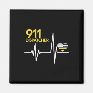 911-Dispatcher Herzschlag Polizei Dünne Flagge Pat Magnet