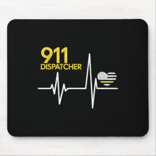 911-Dispatcher Herzschlag Polizei dünne Flagge Pat Mousepad