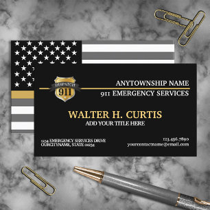 911-Dispatcher Thin Gold Line Flag Geschäftskarte Visitenkarte