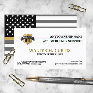 911-Dispatcher Thin Gold Line Flagge Visitenkarte
