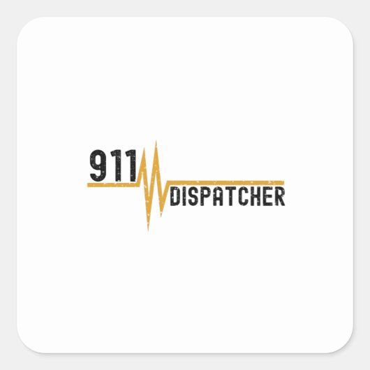 911 Dispatcher Thin Gold Line Heartbeat Quadratischer Aufkleber (Vorderseite)