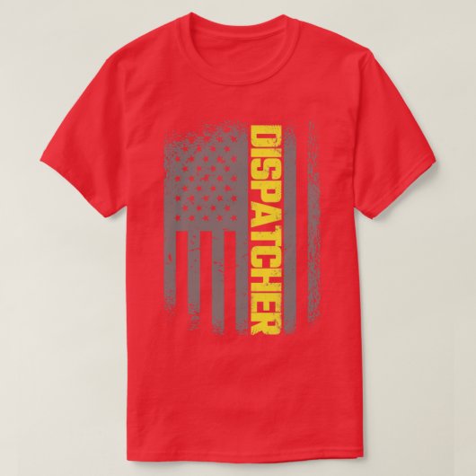 911 Dispatcher Thin Gold Line US-Flaggennotdienst T-Shirt (Design vorne)