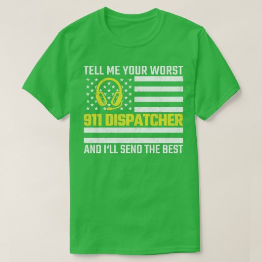 911 Dispatcher US-Flagge Thin Gold Line Emergency T-Shirt (Design vorne)