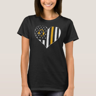 911 Dispatcher USA Flag Herz-Notfall-Rückführung T-Shirt