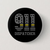 911 Dispatcher USA Flag Thin Yellow Line Emergency Button (Vorderseite)