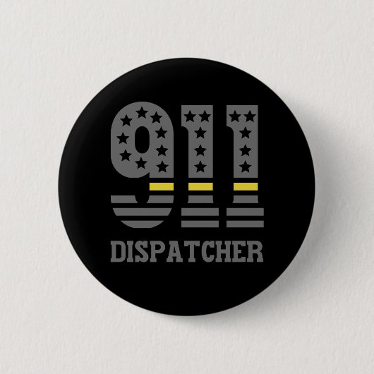 911 Dispatcher USA Flag Thin Yellow Line Emergency Button (Vorderseite)
