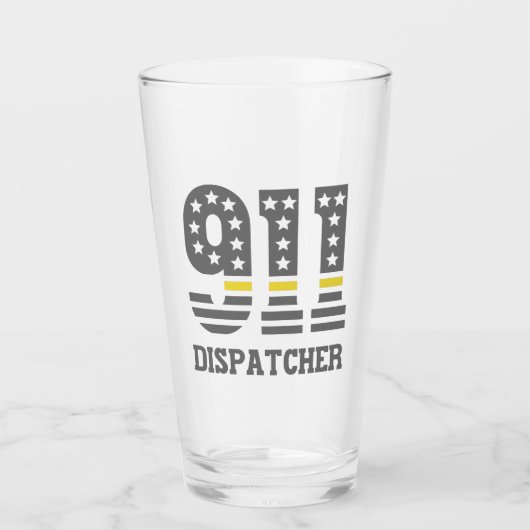 911 Dispatcher USA Flag Thin Yellow Line Emergency Glas (Vorderseite)