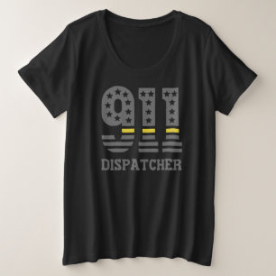 911 Dispatcher USA Flag Thin Yellow Line Emergency Große Größe T-Shirt