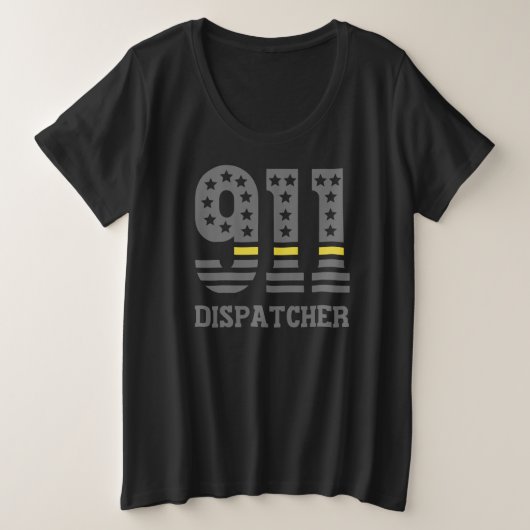 911 Dispatcher USA Flag Thin Yellow Line Emergency Große Größe T-Shirt (Design vorne)