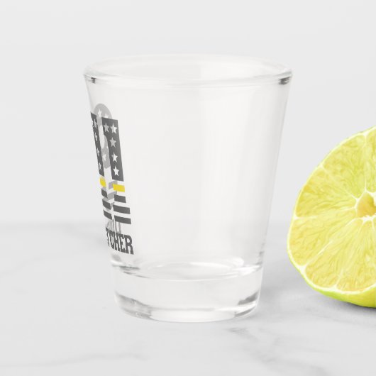 911 Dispatcher USA Flag Thin Yellow Line Emergency Schnapsglas (Rechts)