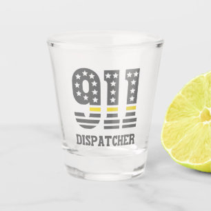 911 Dispatcher USA Flag Thin Yellow Line Emergency Schnapsglas